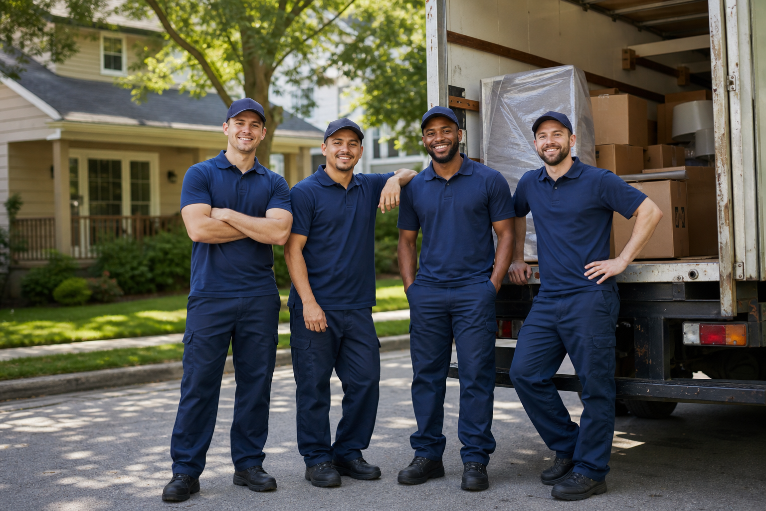 Équipe Moving Zelutra avec camion de déménagement