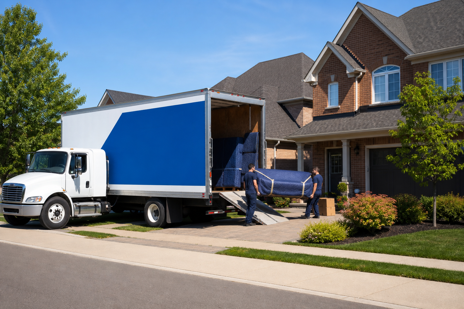 Camion de déménagement devant une maison à Gatineau
